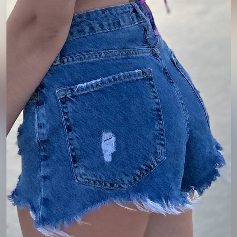 Forever 21 Distressed Blue Jean Shorts